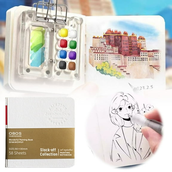 SSNTSY Watercolor Book Watercolor Sketchbook Watercolor Journal Watercolor Notebook 58 Sheets Water Color Paper for Small Scale Watercolor Watercolor Workbook for Artists Beginners Painting
