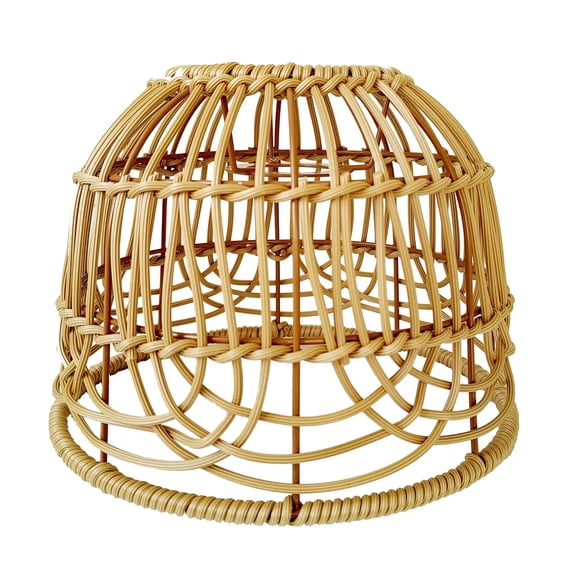 SSNTSY Woven Rattan Lamp Shade Modern Fabric Lamp Shade Hanging Lamp Case 7.8" X 5.9" Round Rustic Pendant Light Decorative Lights LED Lantern Shade for Porch Patio Backyard Decor