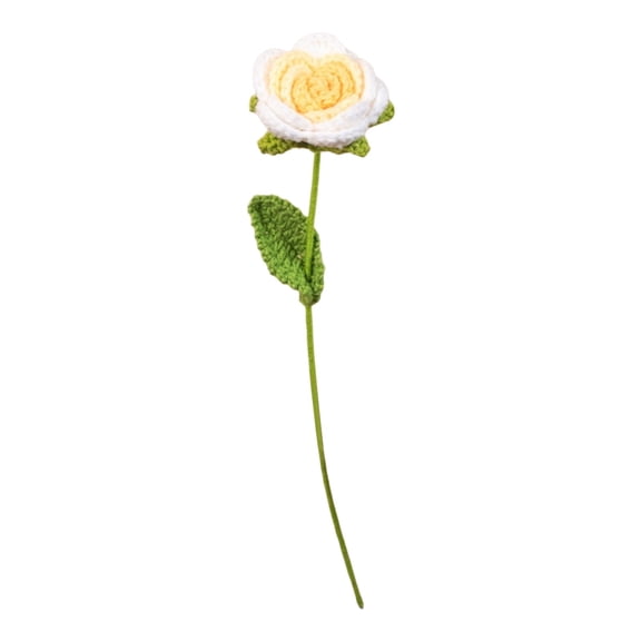 SSNTSY Woven Rose on Stem, 16.5 inch - Handmade Knitted Floral Sprig for Home Decor, Celebration Gift