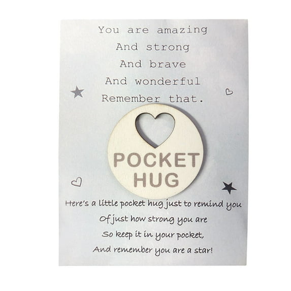 SSNTSY You Are Amazing Strong And Wonderful Pocket Hug, Pocket Hug Token & Greeting Card, Little Positive Keepsake, 3.1" x 4.1" Wooden Pocket Hug Heart Card for Think of You Missing You Gift