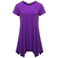 thumbnail image 1 of SSOULM INCH & FIT Women's Round Neck Short Sleeve Asymmetrical Hem Tunic Tank Top. Made in U.S.A, 1 of 5