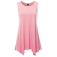thumbnail image 1 of SSOULM INCH & FIT Women's Round Neck Sleeveless Asymmetrical Hem Tunic Tank Top. Made in U.S.A, 1 of 4