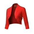 thumbnail image 1 of SSOULM Women's 3/4 Sleeve Open Front Bolero Shrug Cardigan with Plus Size, 1 of 5