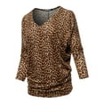 thumbnail image 1 of SSOULM Women's 3/4 Sleeve V-Neck Draped Dolman Top (S-3XL), 1 of 4