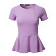 thumbnail image 1 of SSOULM Women's Classic Stretchy Short Sleeve Flare Peplum Blouse Top (S-3X). Made In U.S.A, 1 of 4