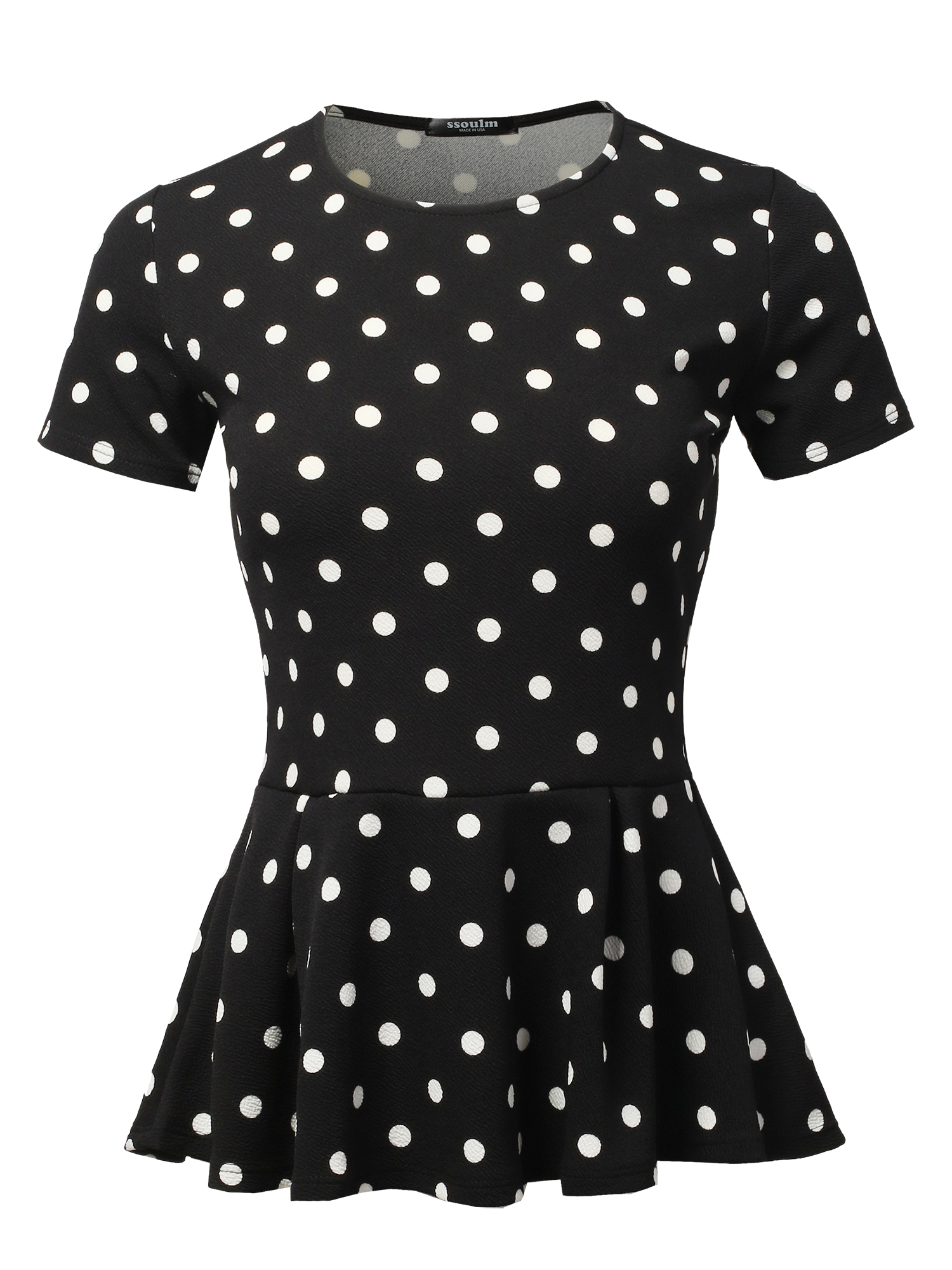 SSOULM Damen Bluse Mit Peplum - Klassische Kurzärmlige Stretch-Bluse In Größen S Bis 3XL