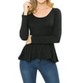 thumbnail image 1 of SSOULM Women's Long Sleeve Stetchy Knit Ruffle Hem Peplum Blouse Top with Plus Size, 1 of 5