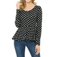 thumbnail image 1 of SSOULM Women's Long Sleeve Stetchy Knit Ruffle Hem Peplum Blouse Top with Plus Size, 1 of 5