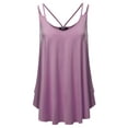 thumbnail image 1 of SSOULM Women's Loose Fit Flowy V Neck Sexy Pleated Cami Tank Top With Plus Size, 1 of 5