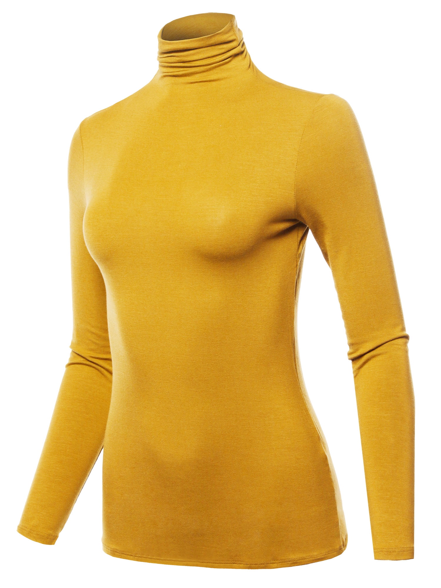 SSOULM Women's Long Sleeve Turtleneck Top - Slim Fit Stretch Mock Neck Pullover, Plus Sizes