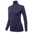 thumbnail image 1 of SSOULM Women's Slim Lightweight Long Sleeve Pullover Turtleneck Shirt Top With Plus Size, 1 of 5