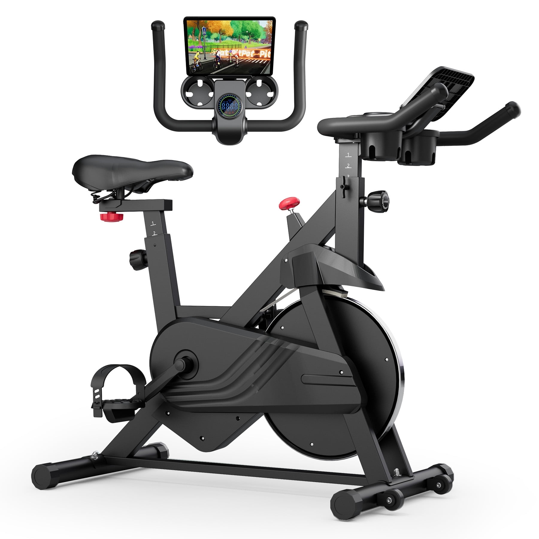 SSPHPPLIE Exercise Bike Indoor  with PitPat App Cycling Bike Cycle Bicycle Adjustable Magnetic Resistance for Home Office Cardio Workout Machine Max Weight 300 lbs
