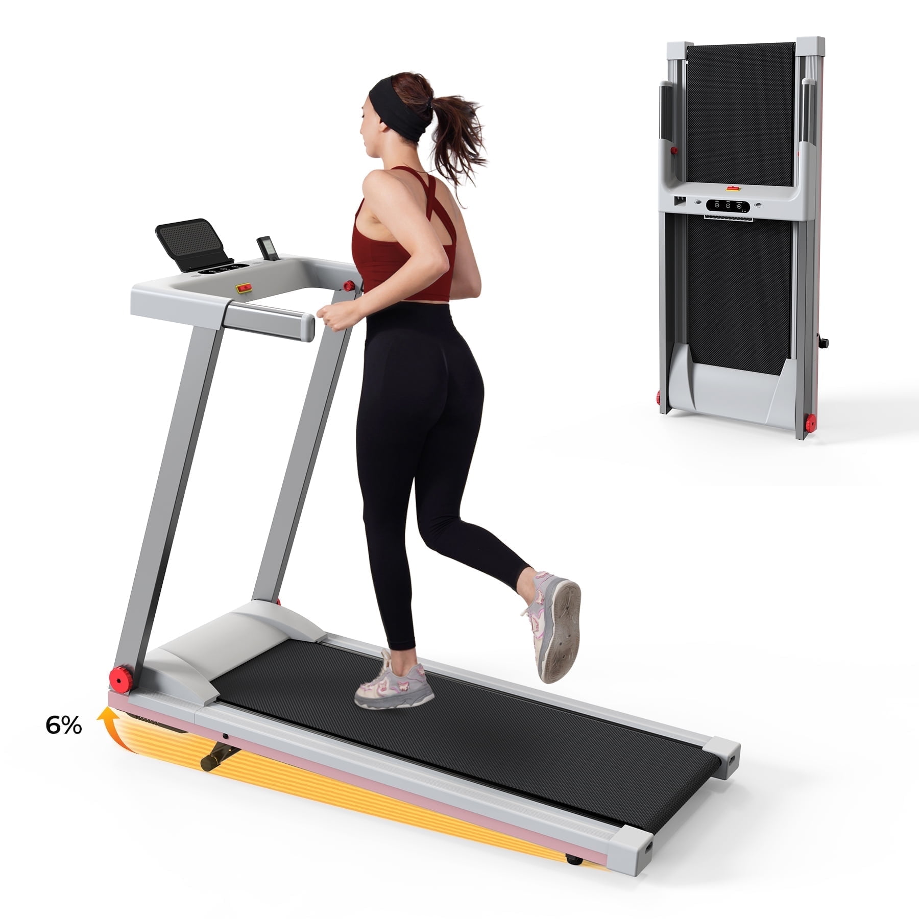 SSPHPPLIE Folding Treadmill with 6% Incline for Home,300 LBS Capacity, 3 HP,0.6-7.5MPH,Easy Assembly for Small Space