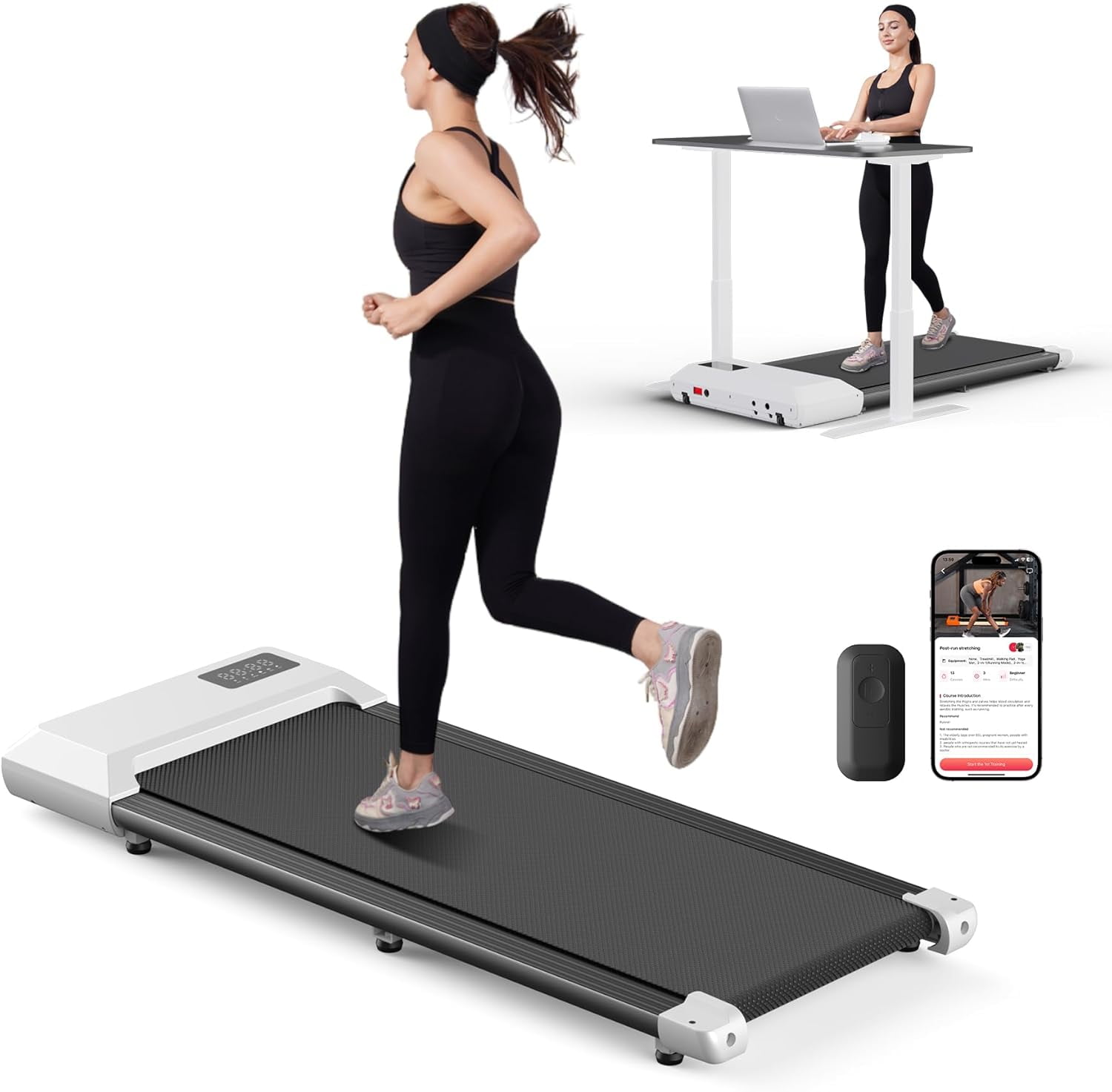 SSPHPPLIE Under Desk Treadmill 2.5Hp 35.5 15.5 Walking Area Ultra Quiet with Remote Control Electric Sport Walking Pad Jogging for Home Office