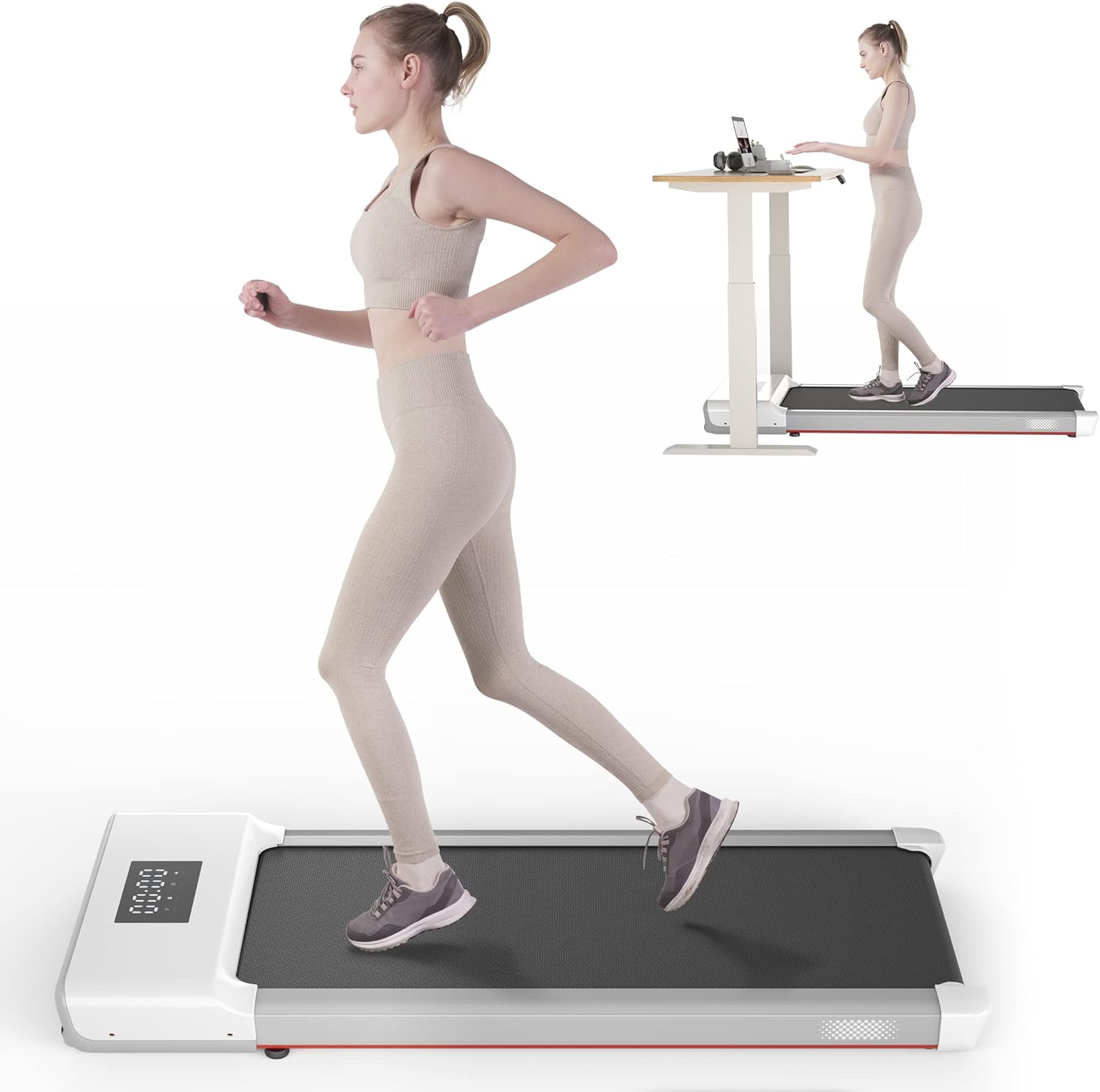 SSPHPPLIE Walking Pad 300lb, 40*16 Walking Area Under Desk Treadmillwith Remote Control ,2 in 1 Portable Walking Pad Treadmill for Home/Office/Exercise(White) - image 1 of 10