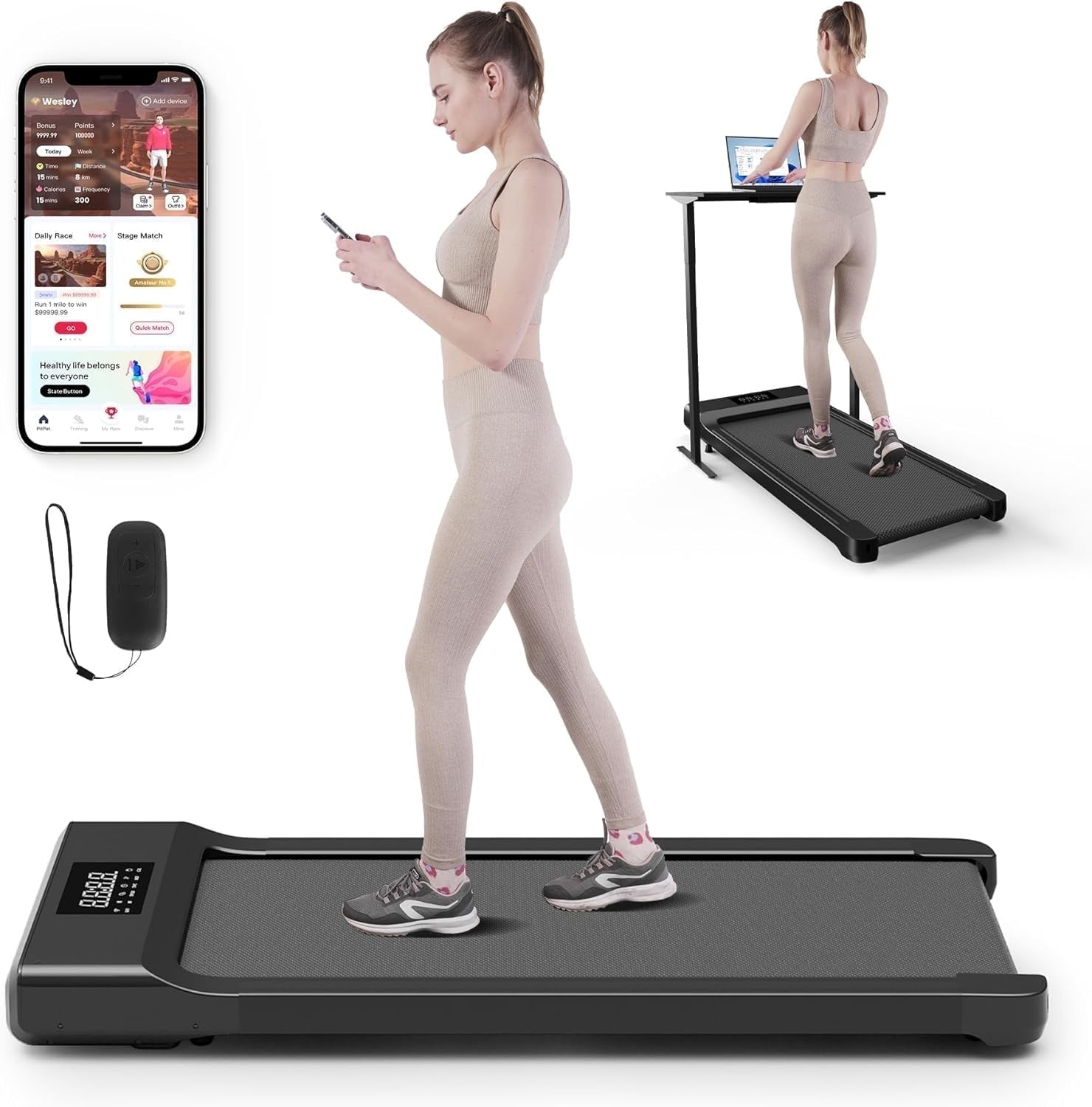 SSPHPPLIE Walking Pad 300lb, Under Desk Treadmill with SSPHPPLIE Walking Pad 300lb, Under Desk Treadmill with