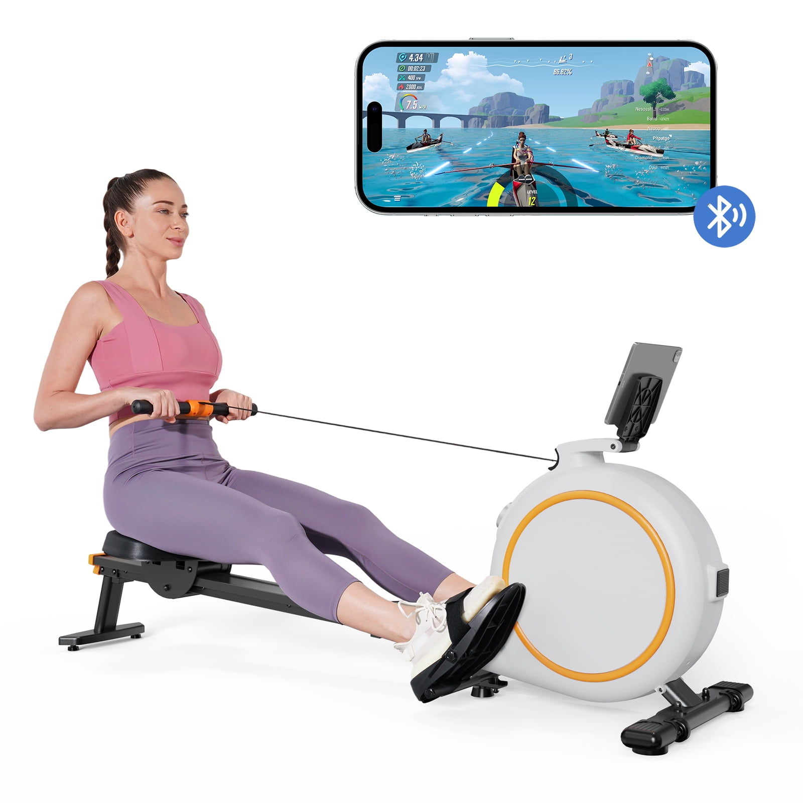 Bluetooth Rowing Sensor SSPHPPLIE Magnetic Quiet Rowing Machine for Home with 350lb Weight ...