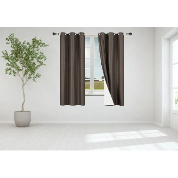 Gorgeous Home Linen Brown 2-PC Solid Blackout Grommet Lined Panel Curtain Set Window Treatments 37" Width x 63" Length Each pc