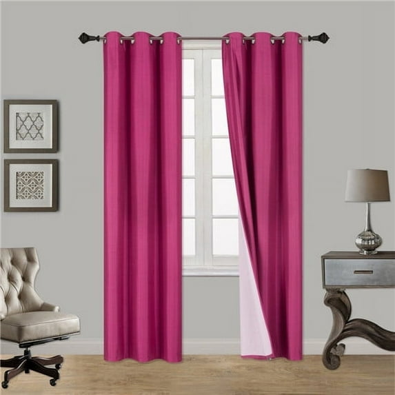 (SSS) 2-PC Hot Pink Solid Blackout Room Darkening Panel Curtain Set, Two (2) Window Treatments of 37" Wide x 84" Length Each Panel