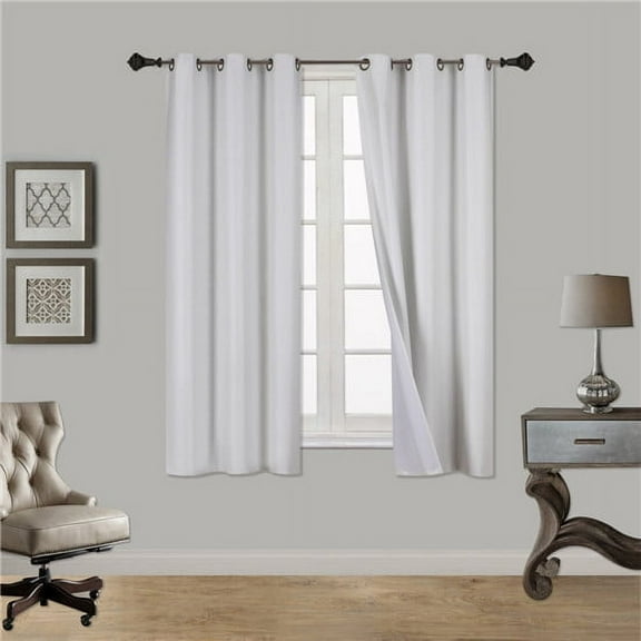 (SSS) 2-PC Ivory Solid Blackout Room Darkening Panel Curtain Set, Two (2) Window Treatments of 37" Wide x 63" Length Each Panel