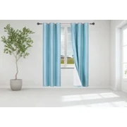 Gorgeous Home Linen Set of 2 panels Light Blue Color Room Darkening Blackout Grommet Window Curtain 37"x 84" Each for Any Room D cor
