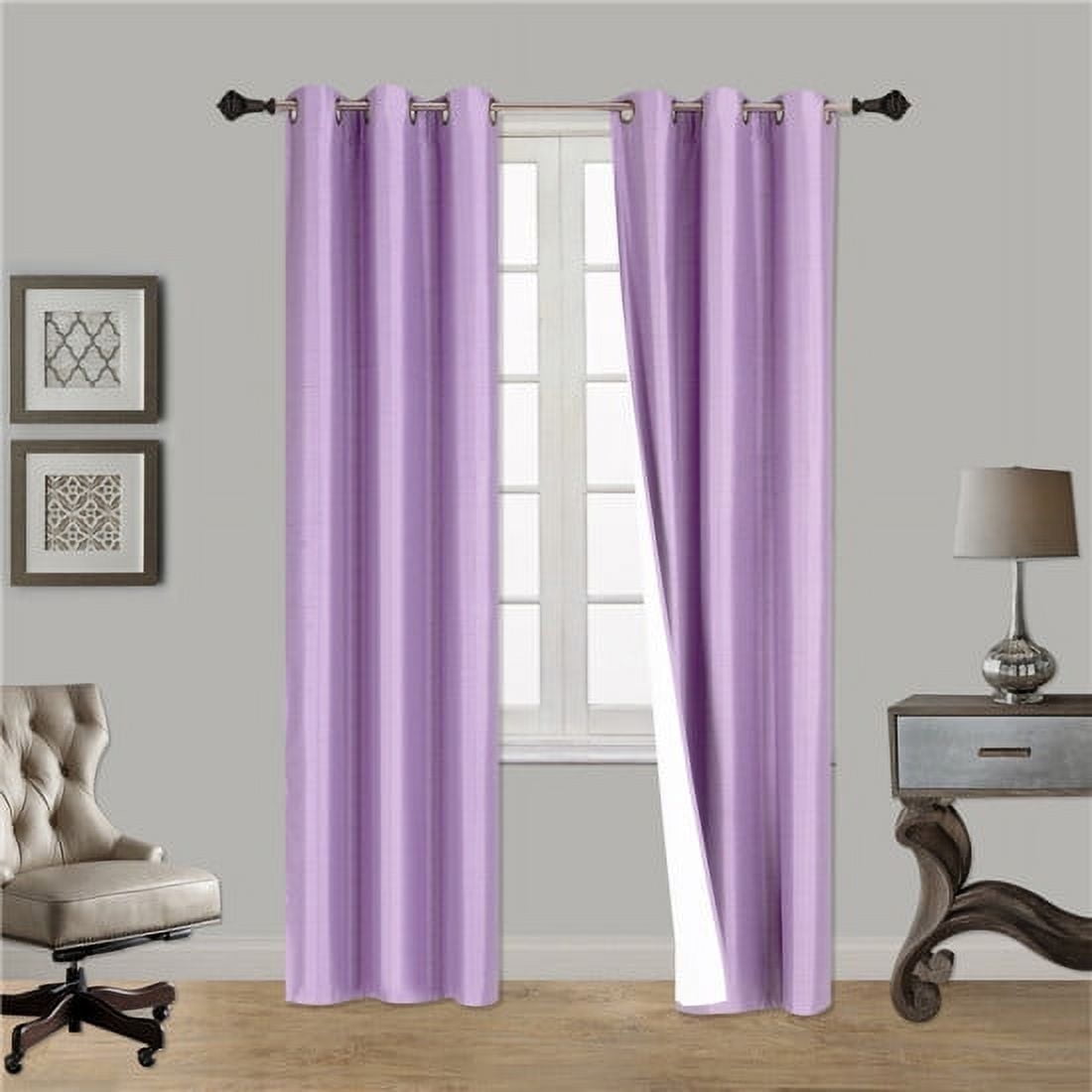 (SSS) 2-PC Lilac Solid Blackout Room Darkening Panel Curtain Set, Two (2) Window Treatments of 37" Wide x 84" Length Each Panel