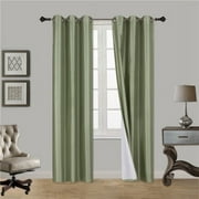(SSS) 2-PC Sage Green Solid Blackout Room Darkening Panel Curtain Set, Two (2) Window Treatments of 37" Wide x 84" Length Each Panel