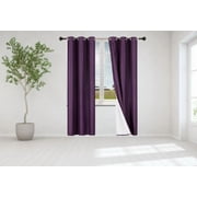 Home Bedroom Décor K86 Set of 2 Panels K86 Purple Color 100% Blackout Full Room Darkening Thermal Window Curtain Grommets Top 37 inch wide X 84 inch length