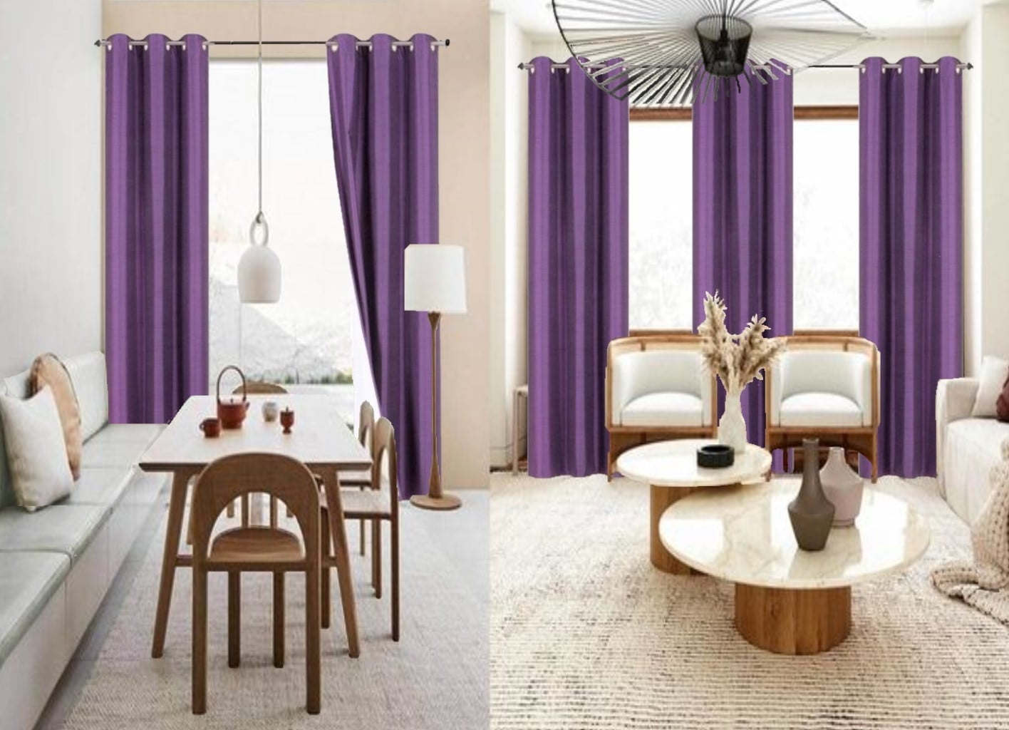 "(SSS) Purple 2-Piece Bedroom Drapes Blackout Curtain Set, 37"" Wide x ...