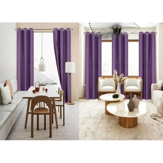 Home Bedroom Décor Set of 2 Panels K86 Purple Color 100% Blackout Full Room Darkening Thermal Window Curtain Grommets Top 37 inch wide X 84 inch length