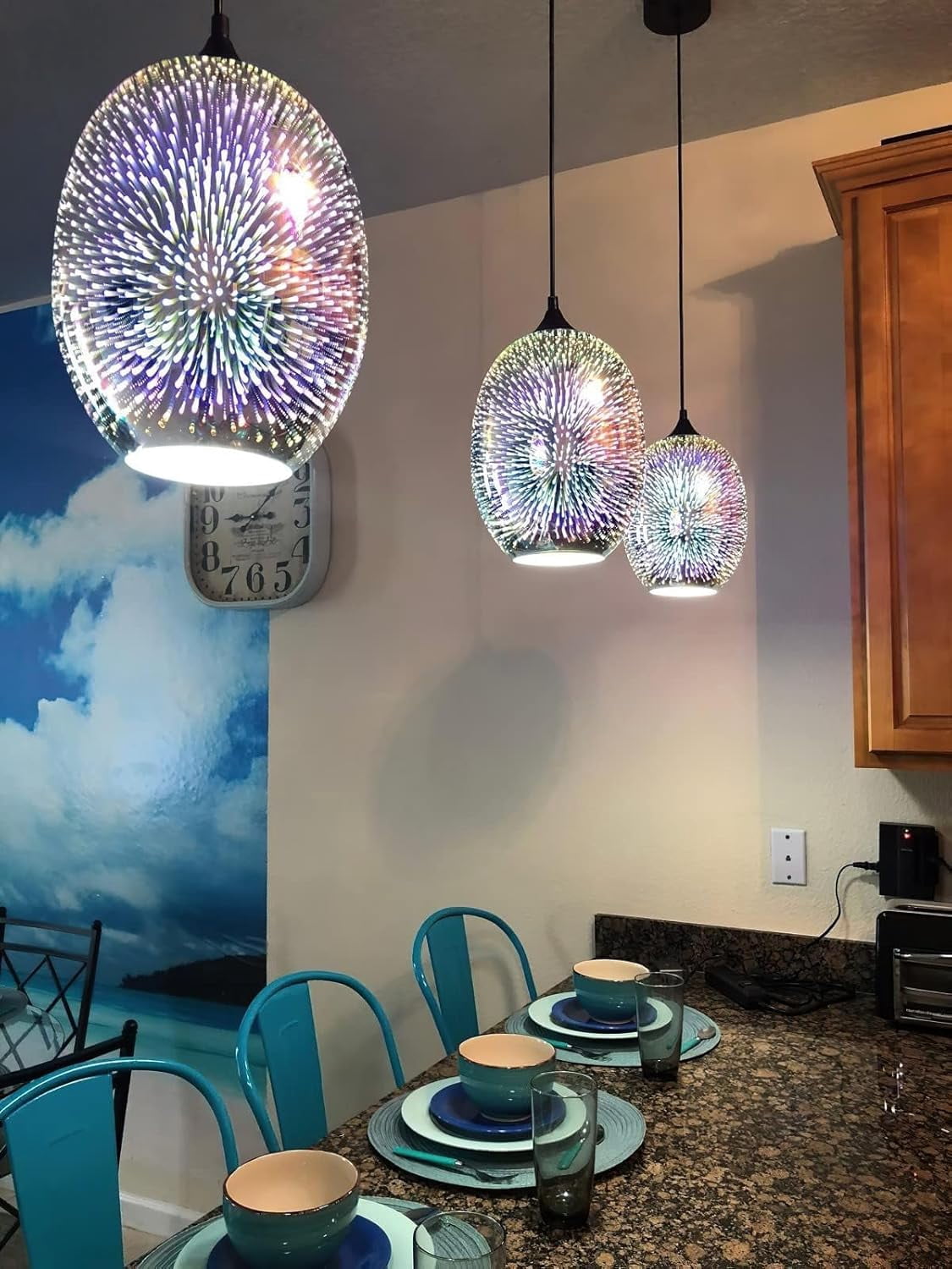 SSS 3D Glass Colorful Pendant Light Fireworks Pendant Light Colorful ...