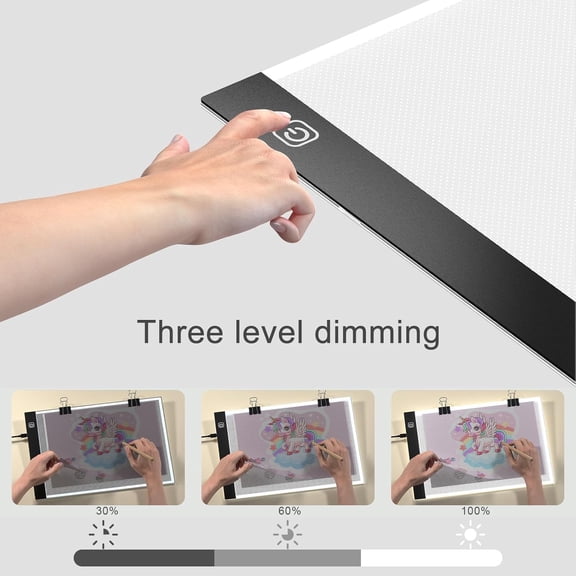 SSS A4 LED Light Board, 3 Level Dimmable Brightness USB Power Artcraft Light Table for Tracing, Light Drawing Sketch Pad for Animation, Sketching, Drawing, Stenciling, Artists - Black