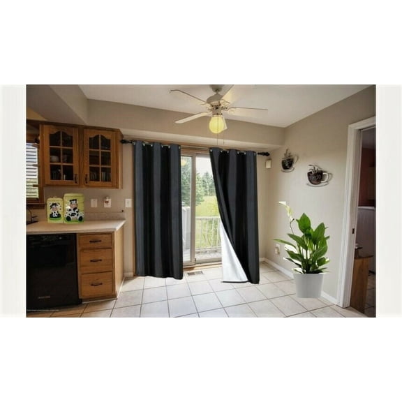 (SSS) Bedroom Blackout Curtain 95" length Black Color for Large Window Sliding Door 2 panels Blocking Sunlight Grommets Top