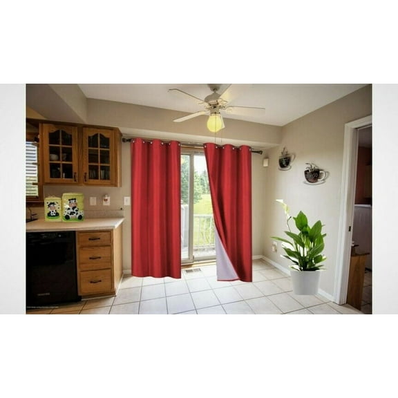(SSS) Bedroom Blackout Curtain 95" length Red Color for Large Window Sliding Door 2 panels Blocking Sunlight Grommets Top