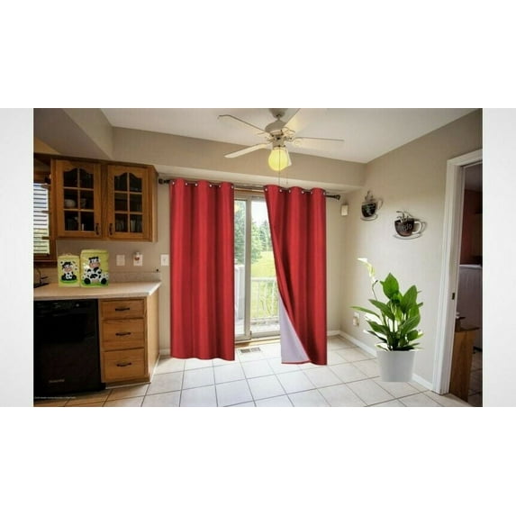 (SSS) Bedroom Blackout Curtain 95" length Red Color for Large Window Sliding Door 2 panels Blocking Sunlight Grommets Top