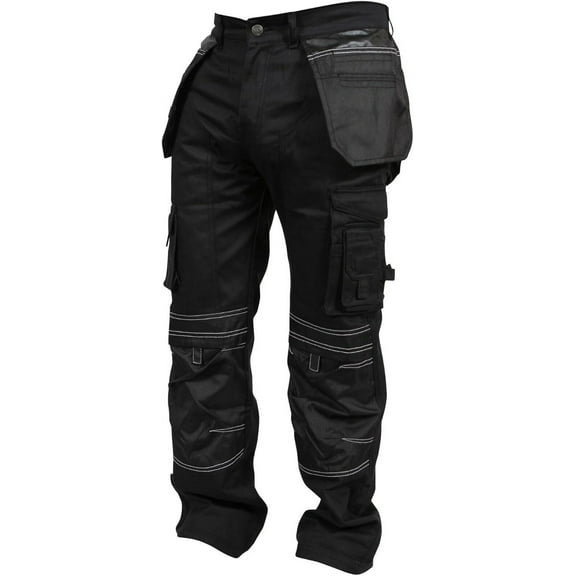SSS Black Pants for Men Construction Decorators Painters Pants Relaxed Fit Double Knee Work Utility Trousers Durable