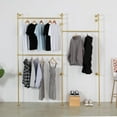 thumbnail image 1 of SSS Furniture Modern Simple Industrial Pipe Double Hanging Rods Clothing Rack, Clothes Rack Wall Mounted Heavy Duty Hanging Clothes Rack, Detachable Garment Bar 93.3X82.7inch (Gold), 1 of 8