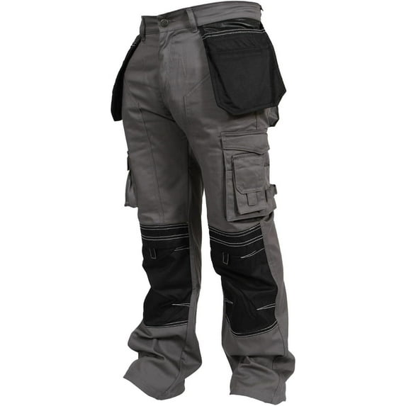 SSS Gray Pants for Men Construction Decorators Painters Pants Relaxed Fit Double Knee Work Utility Trousers Durable