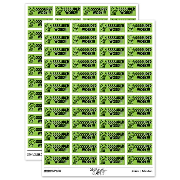SSSSuper Super Work Snake Teacher Student School Sticker Set - Light Green - Matte Finish - 1.25" Mini
