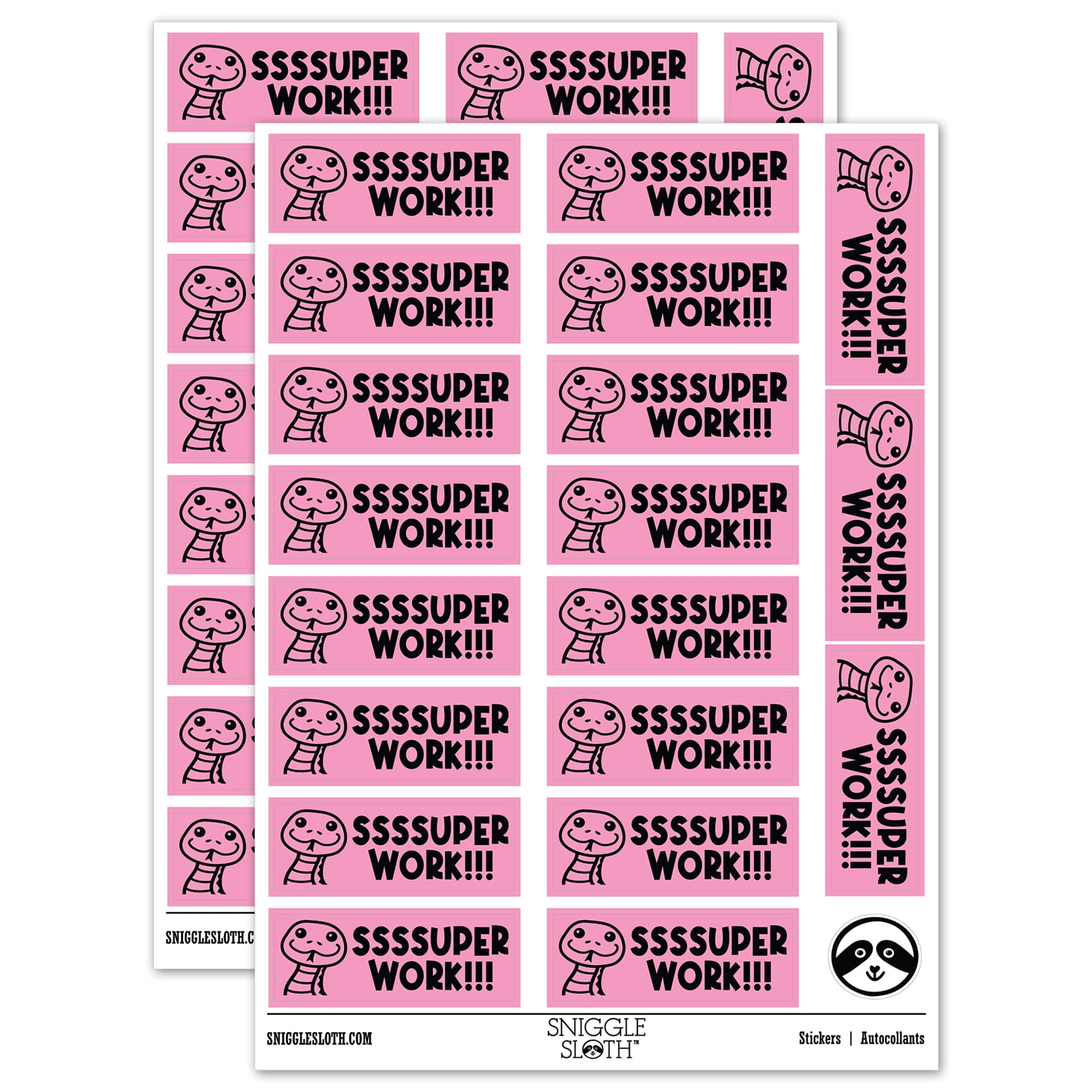 SSSSuper Super Work Snake Teacher Student School Sticker Set - Light ...