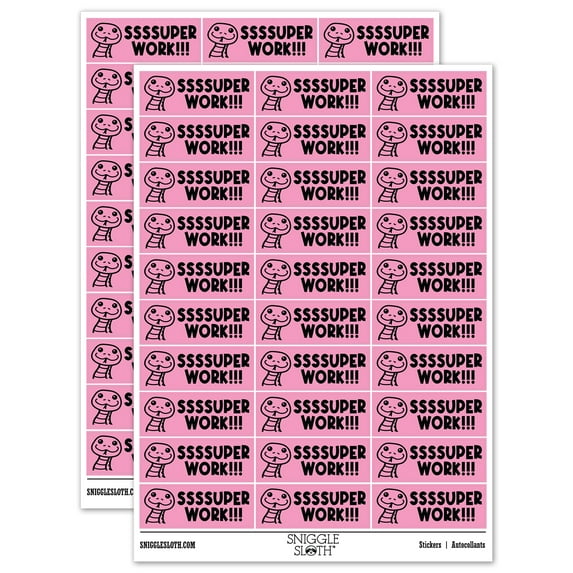 SSSSuper Super Work Snake Teacher Student School Sticker Set - Light Pink - Matte Finish - 1.75" Medium