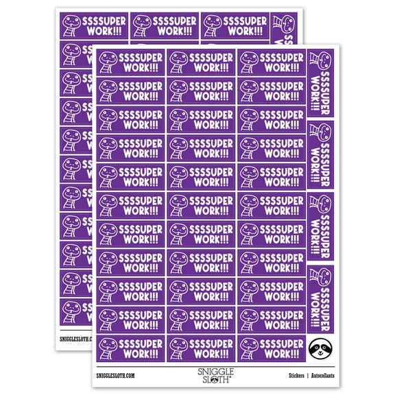 SSSSuper Super Work Snake Teacher Student School Sticker Set - Purple - Gloss Finish - 1.5" Small