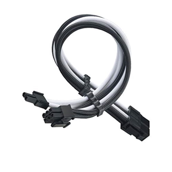 Silverstone Technology Pp07E-Pcibw, 30Cm 8Pin To Pci-E 6+2Pin Sleeved Extention Cable, Black + White, Sst-Pp07E-Pcibw