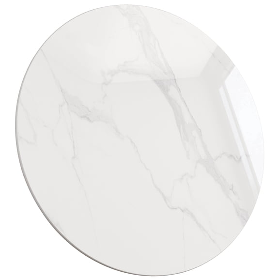 SSTBLEV Round Sintered Stone Table Top, 35.4", 0.43", White