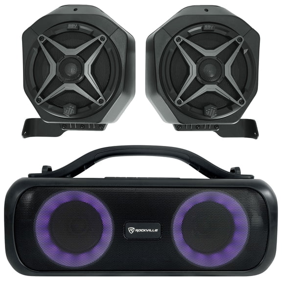SSV Works 200-BR-B65A Bundle: 6.5 Inch Bronco Rear Speaker Pod Upgrade, Rockville Go Party D4 Bluetooth LED Speaker, 2-items