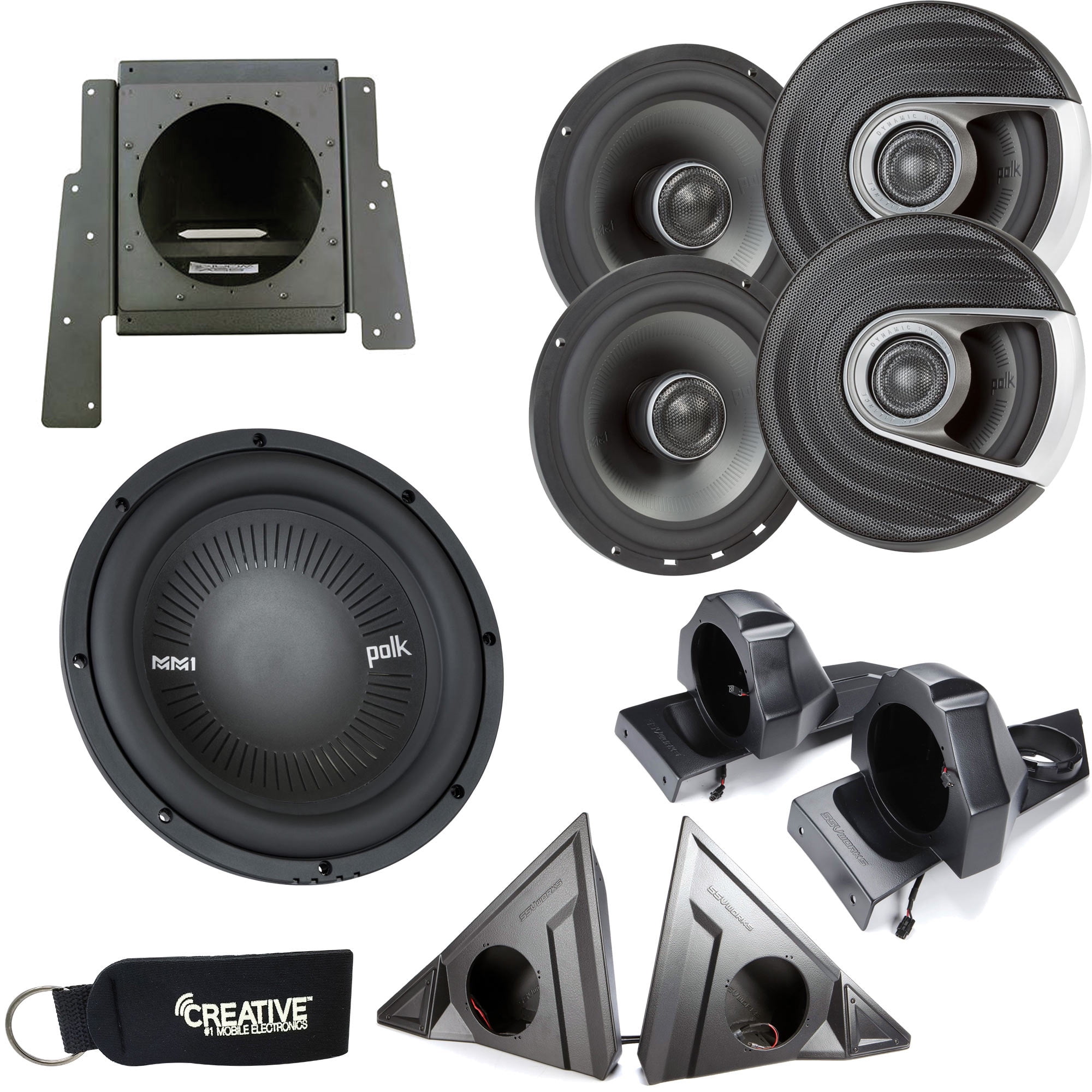 SSV Works Polaris Slingshot Speaker Pod Kit - Front & Rear 6.5" Fiberglass Pods For 2015-2017 Models (Unloaded)