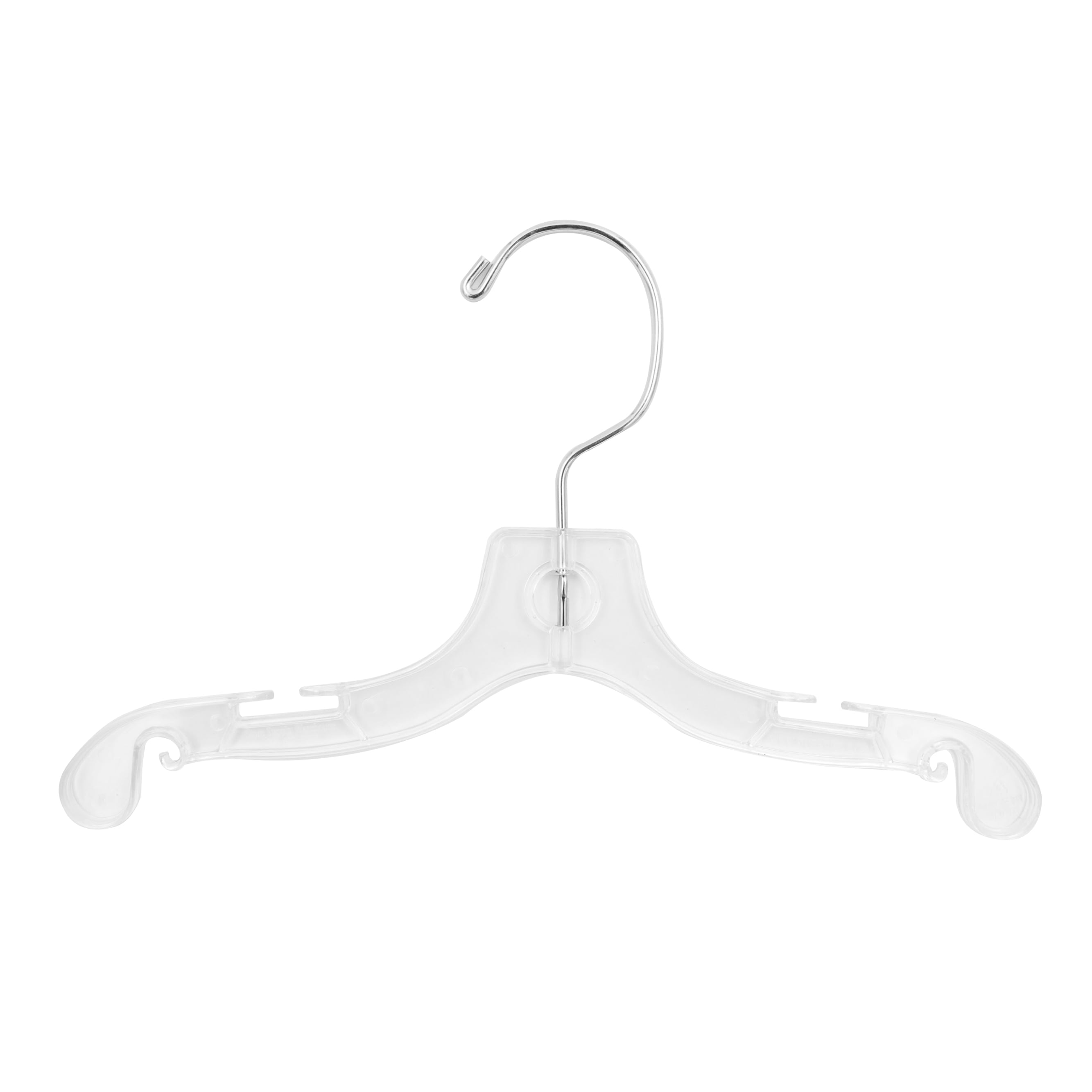 SSWBasics 10 Inch Clear Plastic Children's Dress Hangers - Case of 100 | Clear Plastic Hangers with Swivel Hook for Kids' Clothing | Durable Retail Hangers