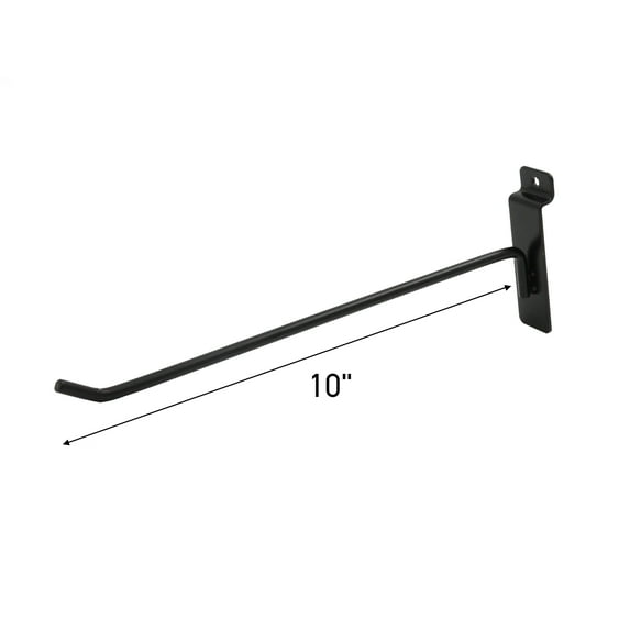 SSWBasics - 10 inch Black Slatwall Peg Hook - Pack of 50 - For use with 3” on center