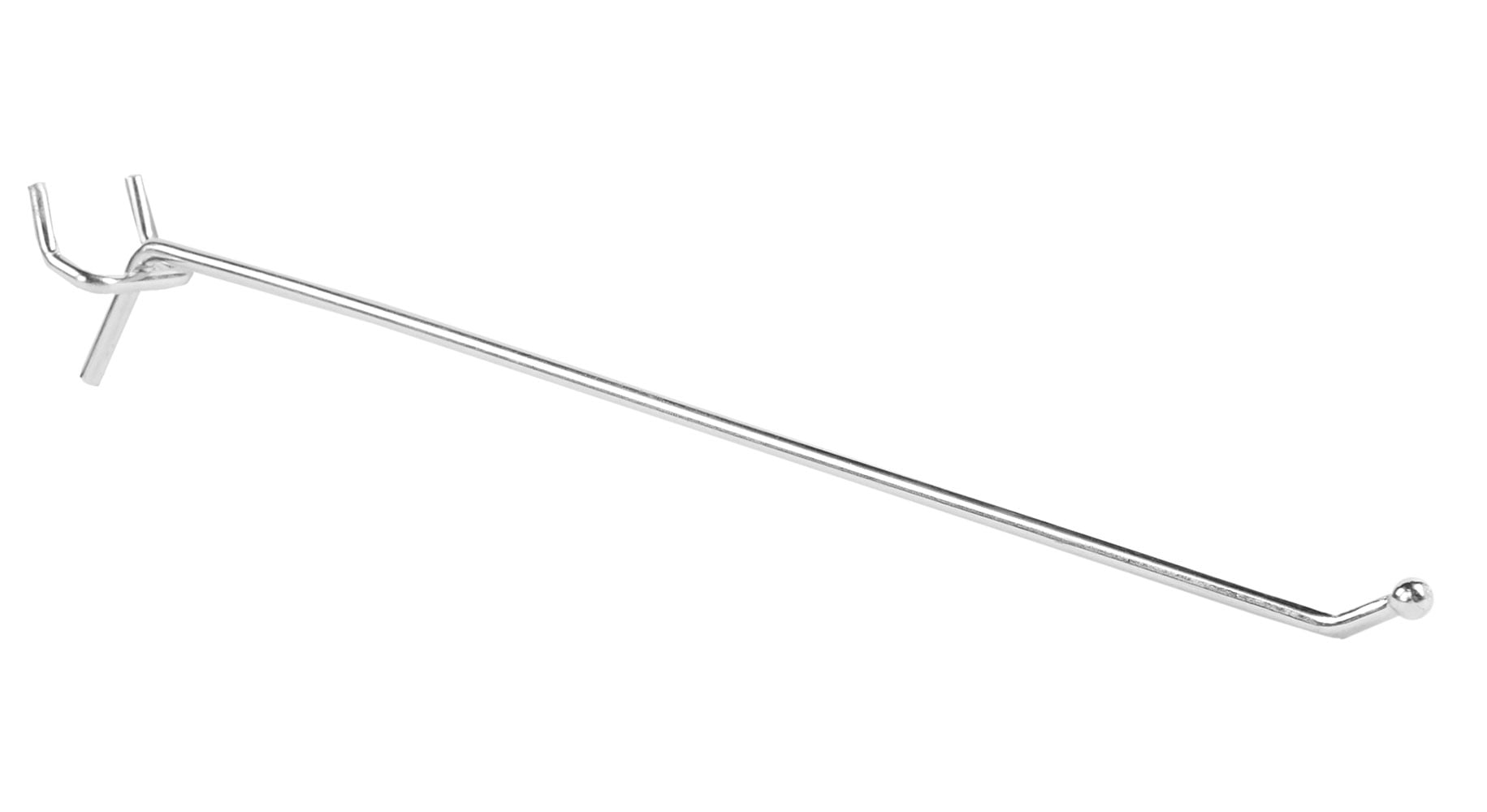 SSWBasics 10 inch Chrome Peg Hook for ⅛ inch or ¼ inch Pegboard - Pack of 100- Chrome Pegboard Hooks - Multi-Purpose Peg Board Hooks for Hanging - Ideal for Retail Displays and Home Organization