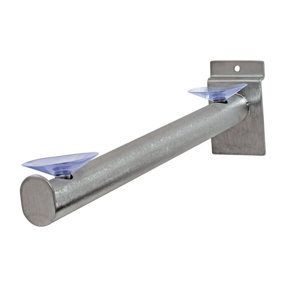 SSWBasics 12" Slatwall Shelf Bracket - Round Tube - With Suction Cups - 3 Pack